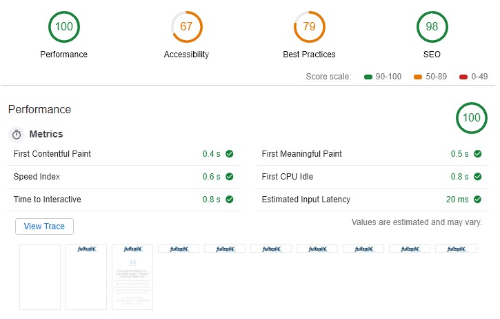 FullSail Systems SEO audit result example